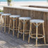 25" Outdoor Bar Stools, French Bistro Round Patio Barstools With Hand-Woven PE Rattan