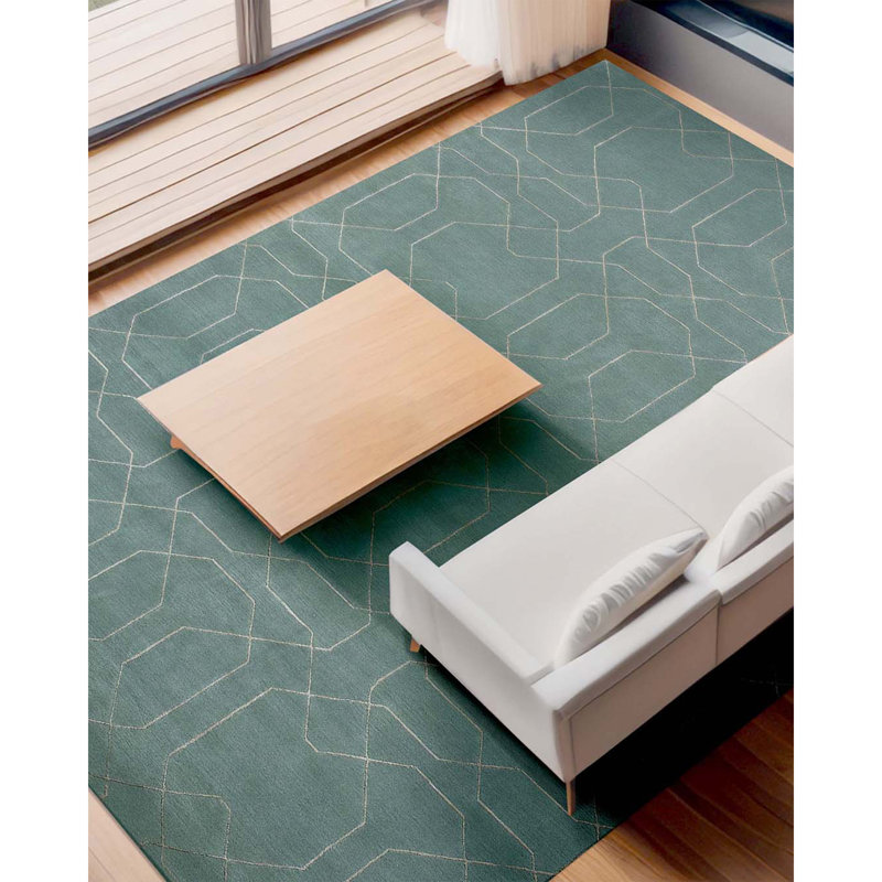 Geometric Area Rug in Light Blue, Rectangle 6' x 9'