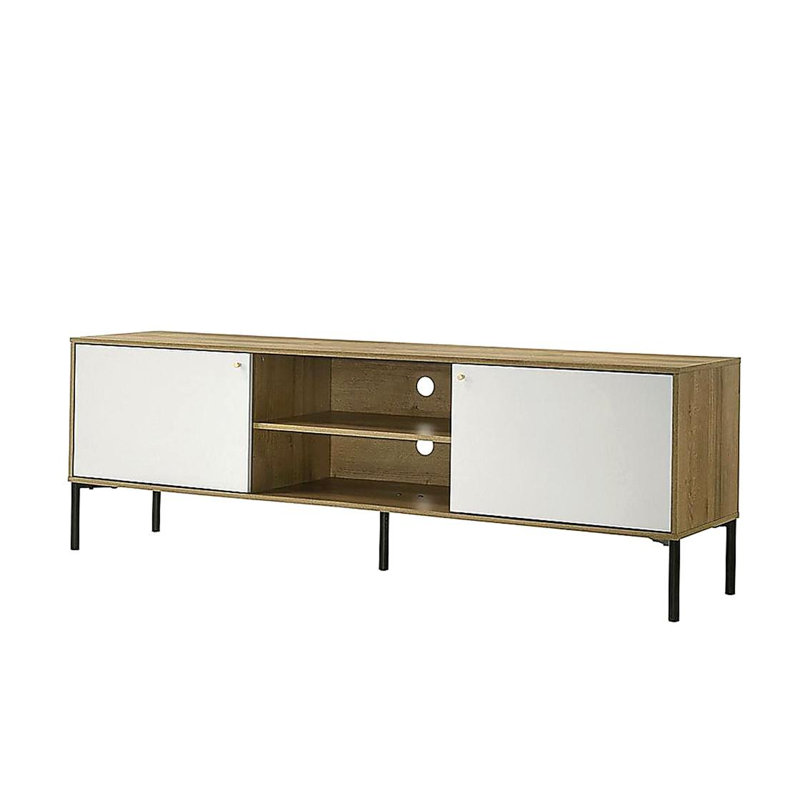 Bacco 70"W White and Oak 2-Door TV Stand