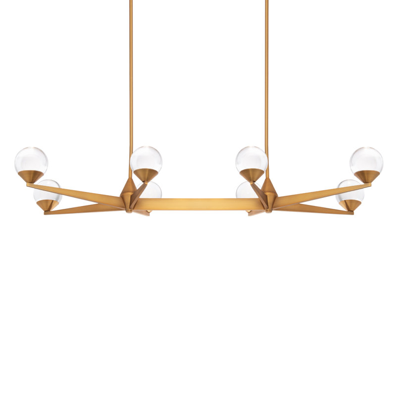 Aged Brass Double Bubble LED Chandelier with Crystal Accents