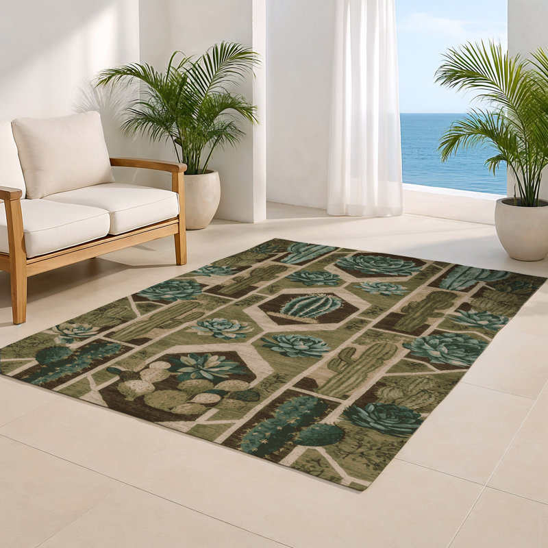 Nature Brown Indoor and Outdoor Area Rug, Rectangle 4' x 6'