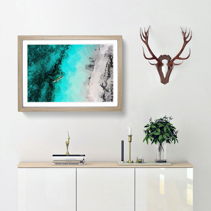 Above Atauro Island in Abstract - Picture Frame Graphic Art Print, 36cm H x 48cm W x 2cm D, Oak Framed