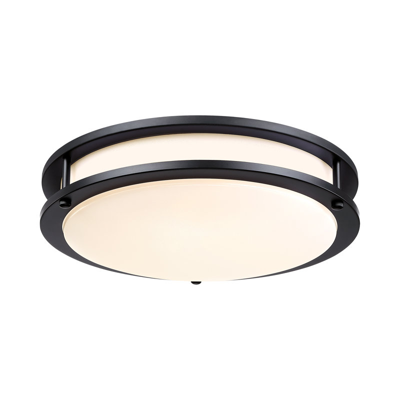 Hanz Selectable LED 2700K, 3000K,3500K, 4000K, 5000K Flush Mount Ceiling Light, Matte Black, 3.5" H x 13" W x 13" D