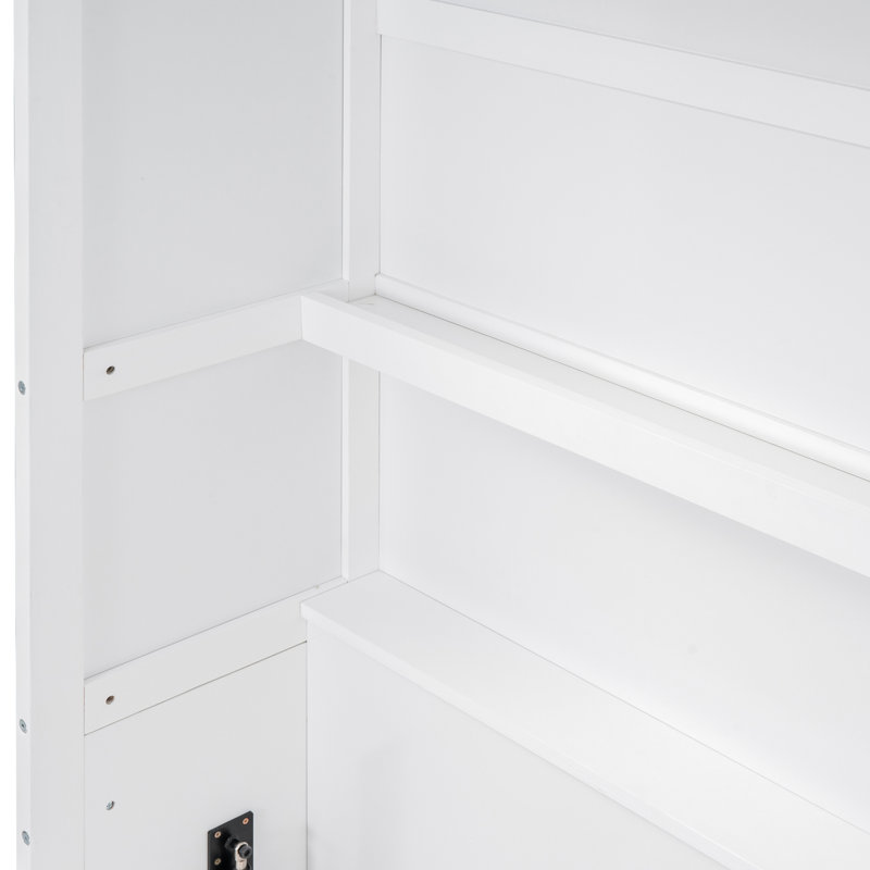 Lit blanc avec tablettes - Gain de place pour le gymnase à domicile et les petits appartements Armoire pliable confortable