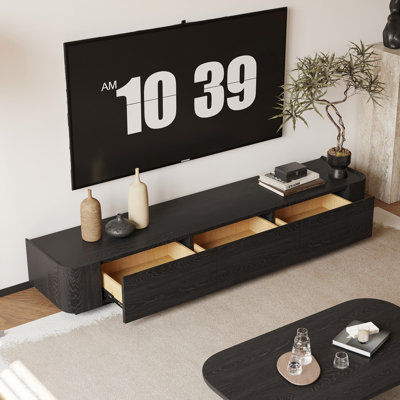 Minimalist Floor TV Stand, No Assembly Required, Long Media Console with Hidden Storage Drawers