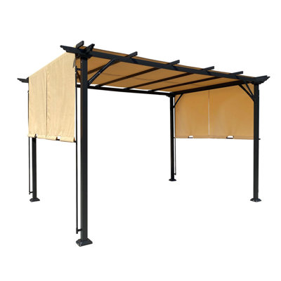 Durable Steel Framed Grape Gazebo with Retractable Shade Canopy Transform Your Patio or Garden into a Chic, Sun Protected Oasis