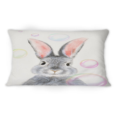 Mignon lapin gris moelleux - coussin décoratif traditionnel imprimé 1
