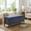  Banc de rangement rembourré 48 po avec pieds en bois massif 48 po-1883371488
