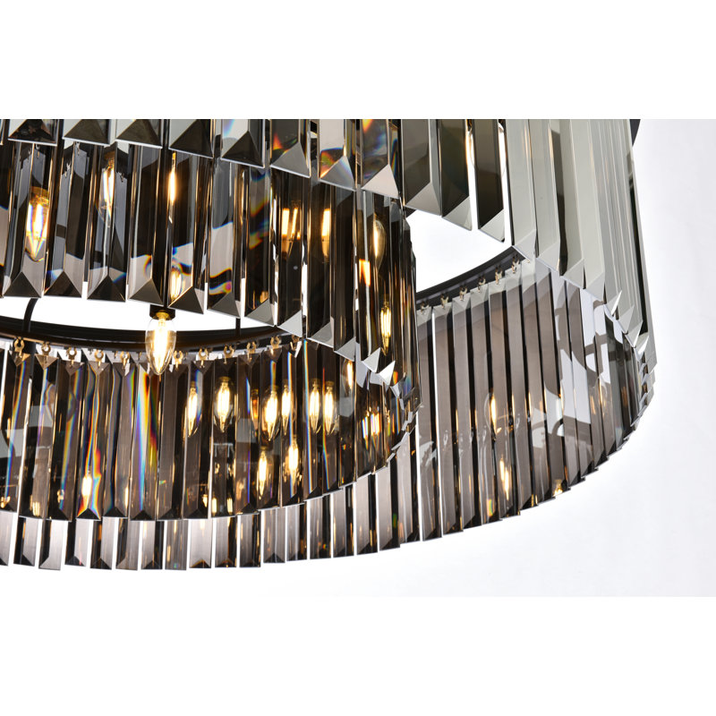 Yazmin Crystal Flush Mount, Gray, Matte Black