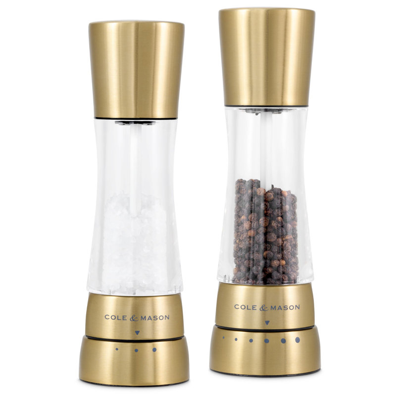 Brand No Power Source Required / Manual Salt & Pepper Mill Set, Gold