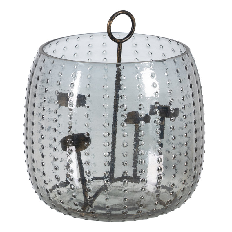Glass Tabletop Tealight Holder, 25cm H x 28cm W x 28cm D