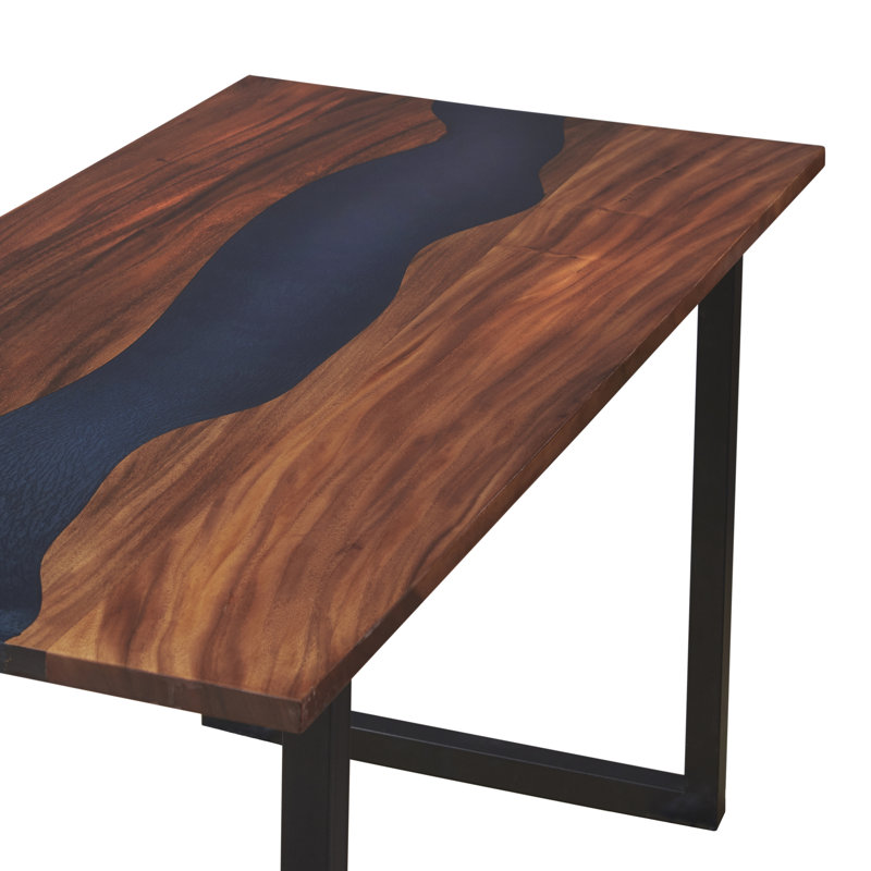 Abi-Rose Walnut Solid Wood Top Metal Base Dining Table