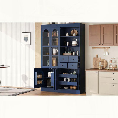 75 Freestanding Buffet with Hutch and Shaker Style Doors