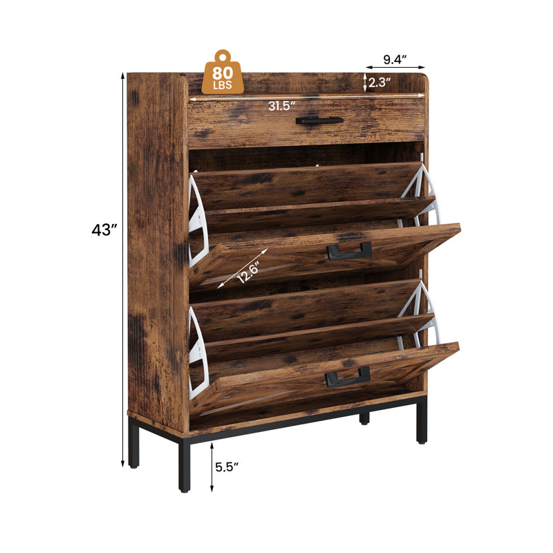 12 Pair Flip Down Shoe Storage