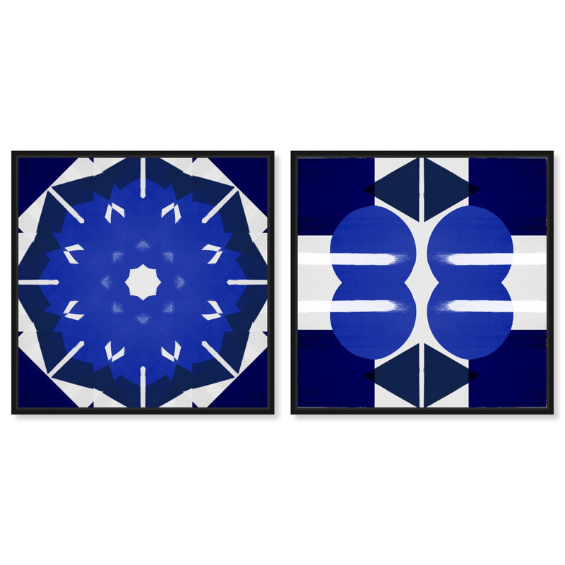 Geometry Studies Diptych Canvas Print Modern Wall Art Set by Art Remedy, Black Frame, 12 x 12, 17" H x 17" W, Black Frame