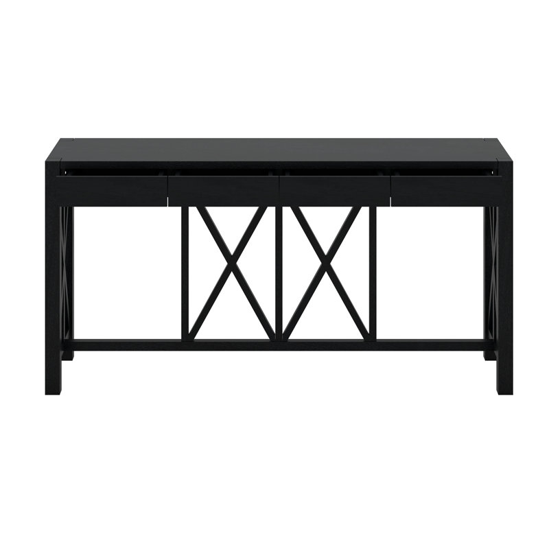 Console avec 4 tiroirs spacieux et rangement ouvert, Noir