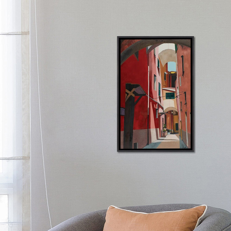 Porto Maurizio, Italy, Distressed Black Floater Framed Canvas, 26" H x 18" W x 1.5" D, No Mat