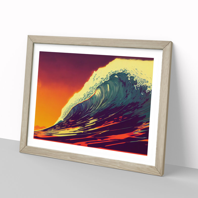 XH1022-2254X Colourful Wave - Single Picture Frame Print, Oak Framed, 25cm H x 34cm W x 2cm D