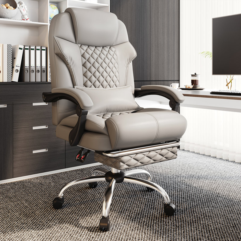 Grand et grand fauteuil de bureau ergonomique avec repose-pieds et soutien lombaire, Gris