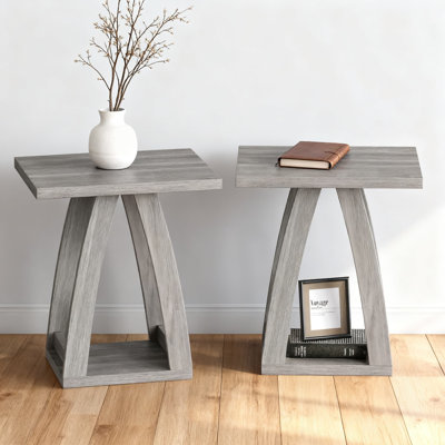 Table de bout moderne avec tablette, table d'appoint multifonctionnelle 2 pièces pour le salon, la chambre à coucher et le canapé, fabrication en bois d'ingénierie robuste