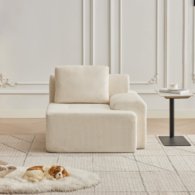 Canapé modulaire modulaire, 1 siège profond avec 1 coussin, canapé modulaire Comfy Cloud pour le salon, à droite, Blanc