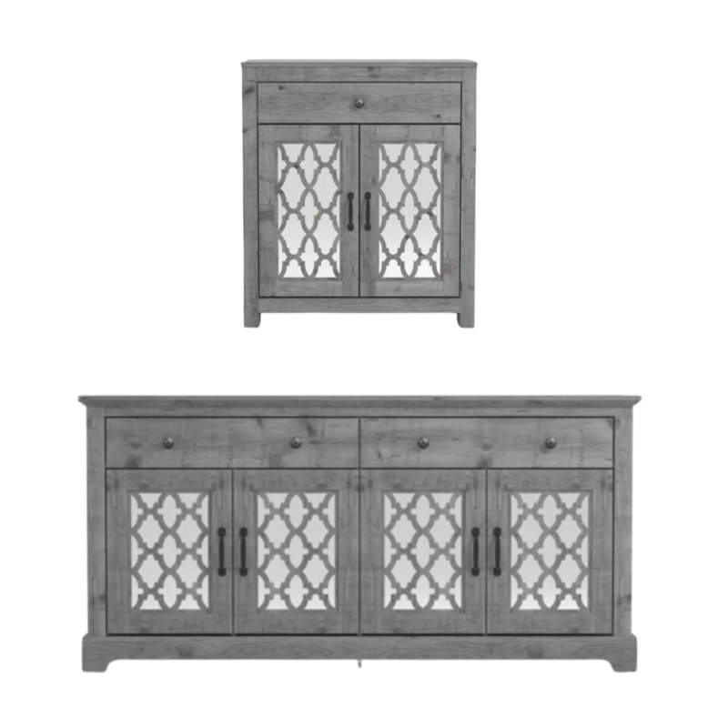 Chessani Transitional 2 Piece Sideboards Set, Mexican Gray