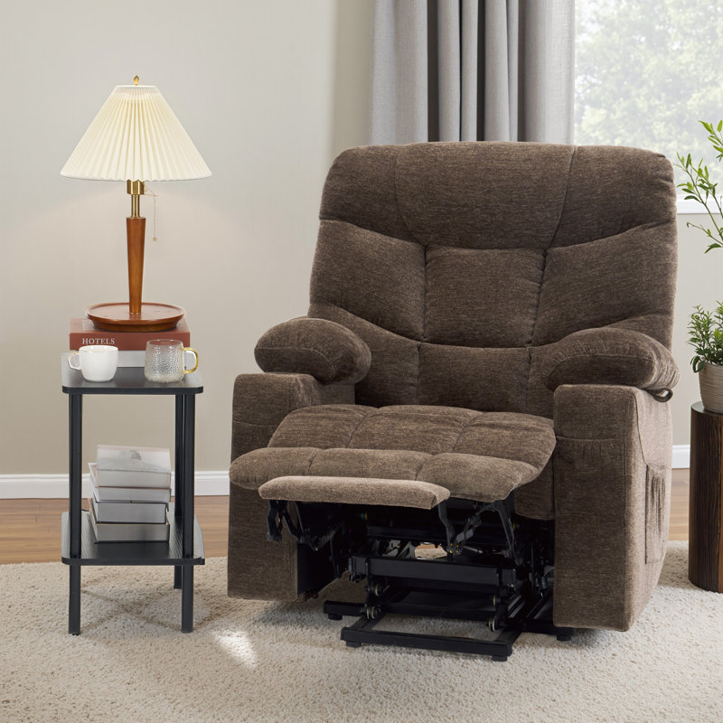 27.2" Seat Width Oversized Power Lift Recliner with Extended Footrest, Brown