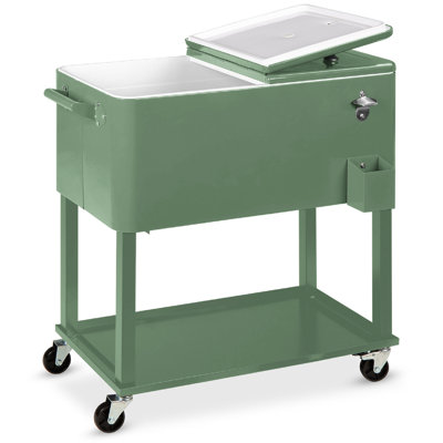 Best Choice Products 80Qt Steel Rolling Cooler Cart W/ Bottle Opener, Catch Tray, Drain Plug, Locking Wheels - 