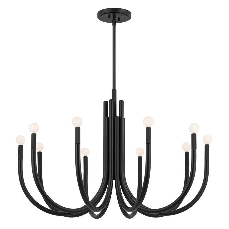 Lustre classique à 10 lumières Ashyla, Noir