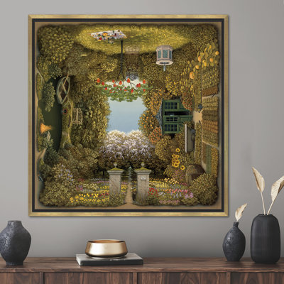Décoration murale de paysage de jardin surréel: œuvre d'art abstraite sur toile pour une touche de surréalisme
