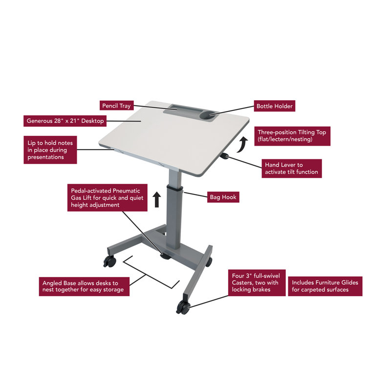 Metal 43.5'' h x 27.5'' w Adjustable Standing Desk