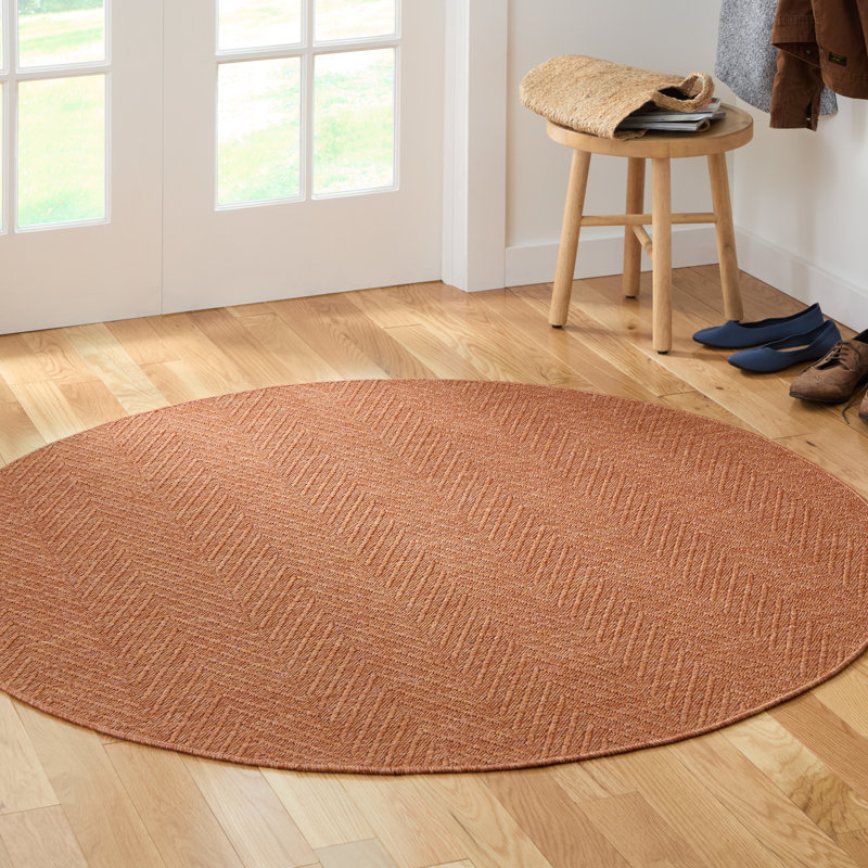 Tapis rouille texturé uni Tax, Rond 4 pi 11,1 po