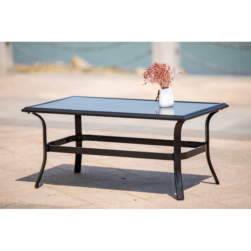 Table basse de patio avec verre Lexa