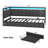 Corner Bed Frame With Led Light And Charging Station, Line Fabric Upholstered Bed With 2 Underbed Storage Drawers, Modern Daybed No Box Spring Needed/noise-free, Gray-222030704