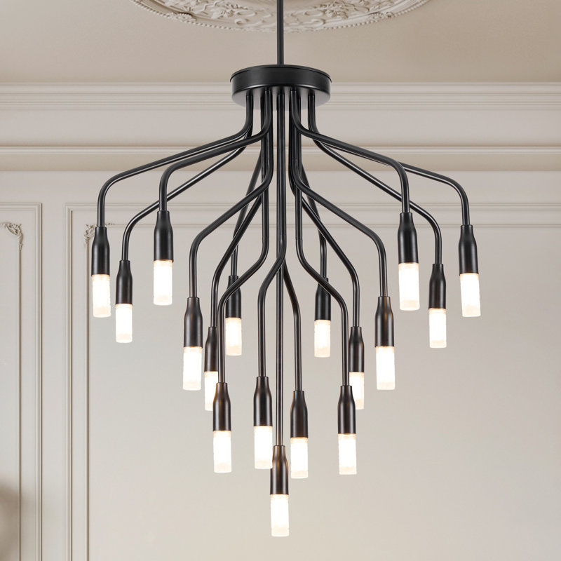 17-light Black Chandeliers, Ceiling Light For Dining Living Room, Matte Black