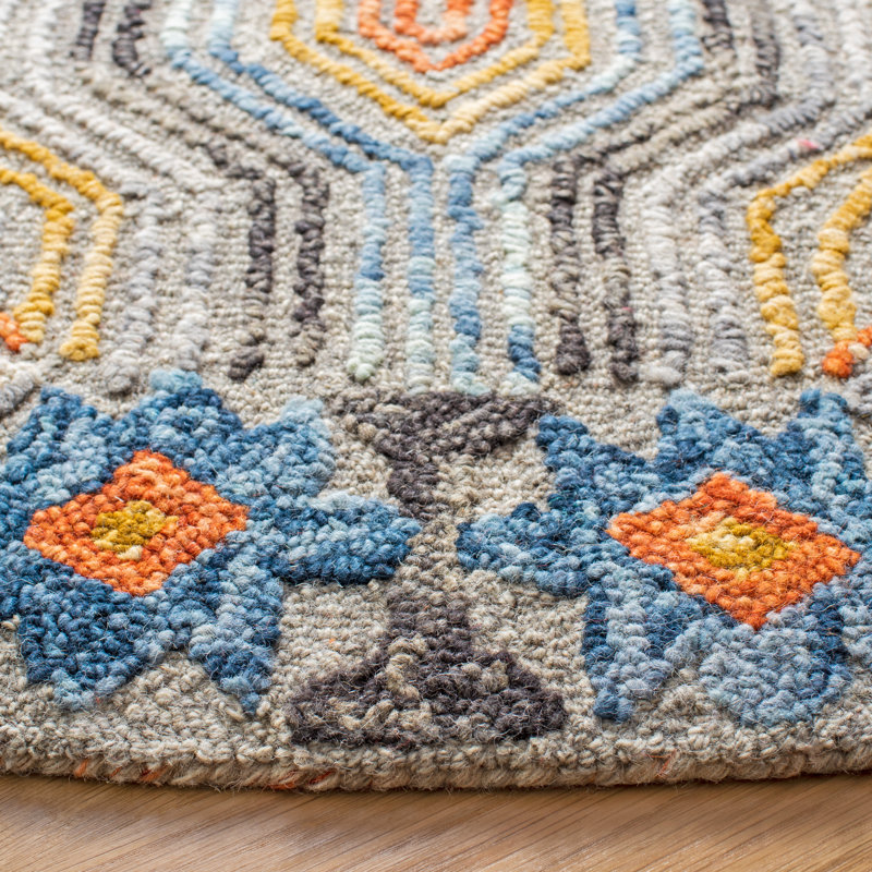 Tapis en laine et coton touffeté à la main Rubalcava, Rond 8 pi