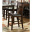 De 2 chaises à hauteur de comptoir, finition en bois de cerisier, siège rembourré en similicuir, chaise de salle à manger 2 pièces de style chic, finition bois, classique