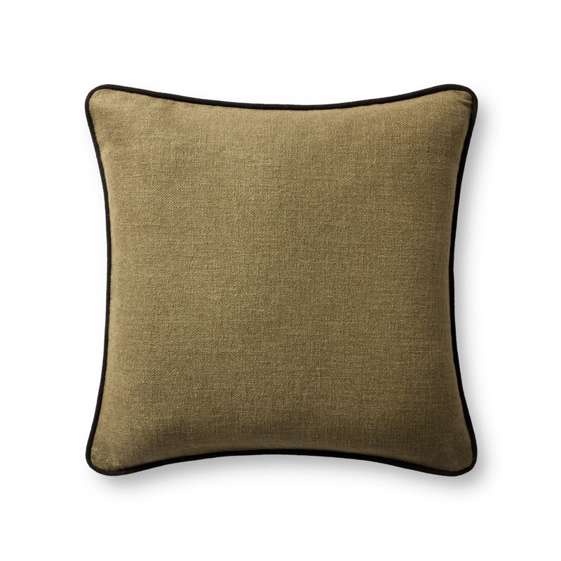 Coussin décoratif Jeremiah Brent x Loloi Hudson, Vert / noir, Carré H 20 po x l 20 po, Housse seulement