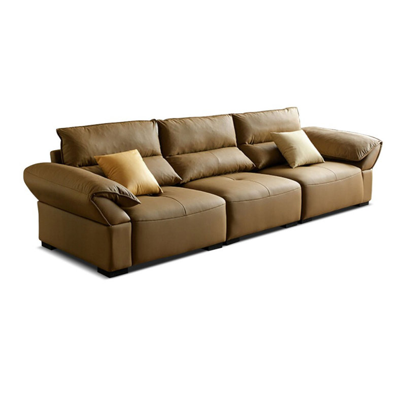 Canapé modulaire en similicuir, Brun, H 37,4 po x l 118,11 po x P 39,37 po, 4