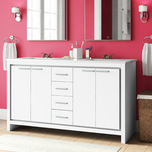 Sturdevant 60'' Double Bathroom Vanity with Marble Top