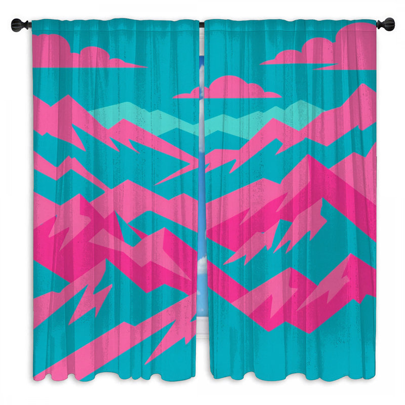 Rideaux de fenêtre rose et bleu obscurcissant et obscurcissant - 2 panneaux, 80in x 61in - 2 panels, Sheer