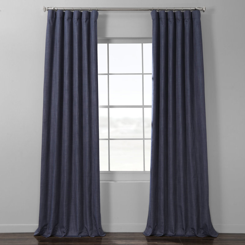 Adelgunde True Blackout Curtains for Bedroom - Faux Linen Curtains for Large Window Single Panel Drape, 50" W x 108" L