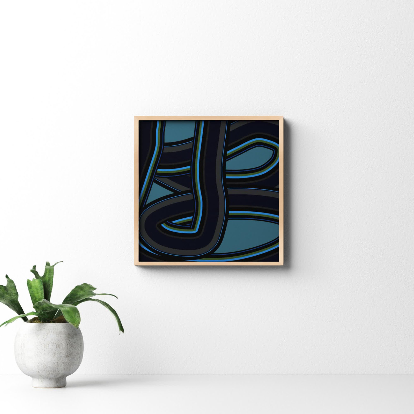Stone Blue Twist by Jacques Pilon, 16" H x 16" W x 1.25" D, Brown