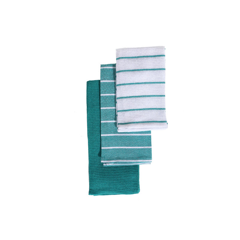 Stripe Waffle Kitchen Towel, Teal