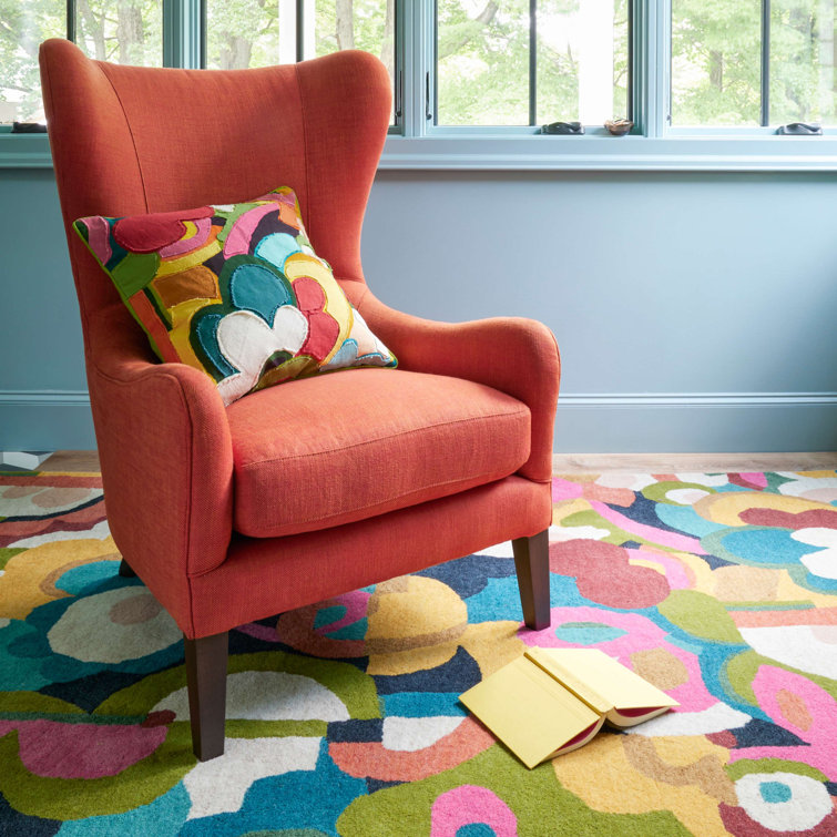 Field of Dreams Abstract Hand Tufted Wool Area Rug in Yellow/Red/Blue