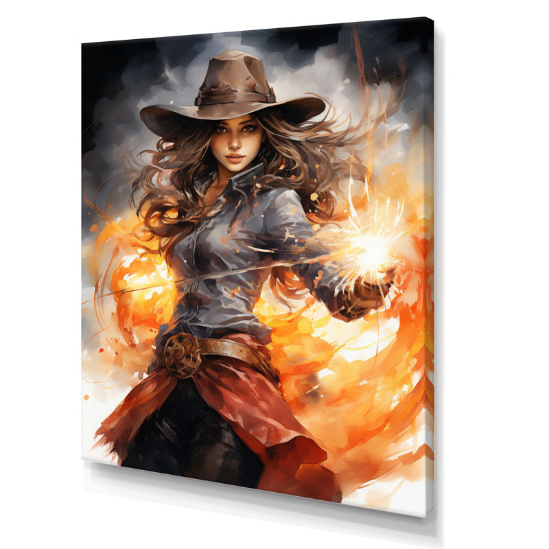 Xaedyn Cowgirl Golden Lasso II sur toile, H 20 po x l 12 po, Toile tendue