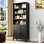 Grande vitrine moderne en métal avec 4 tablettes de rangement réglables et 2 portes