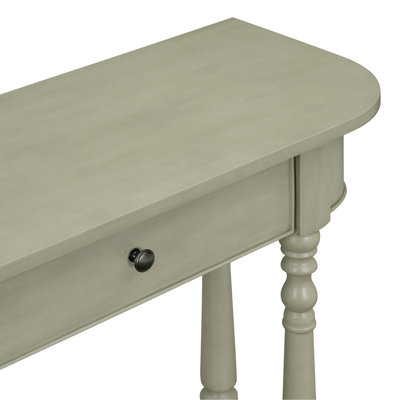 Console étroite avec coin incurvé, table de hall d'entrée rétro avec tiroir supérieur et tablette ouverte, tables de console de canapé pour le hall d'entrée, le couloir et le salon (gris)