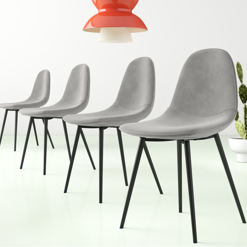 Chaise de salle à manger rembourrée Wade, Velours gris