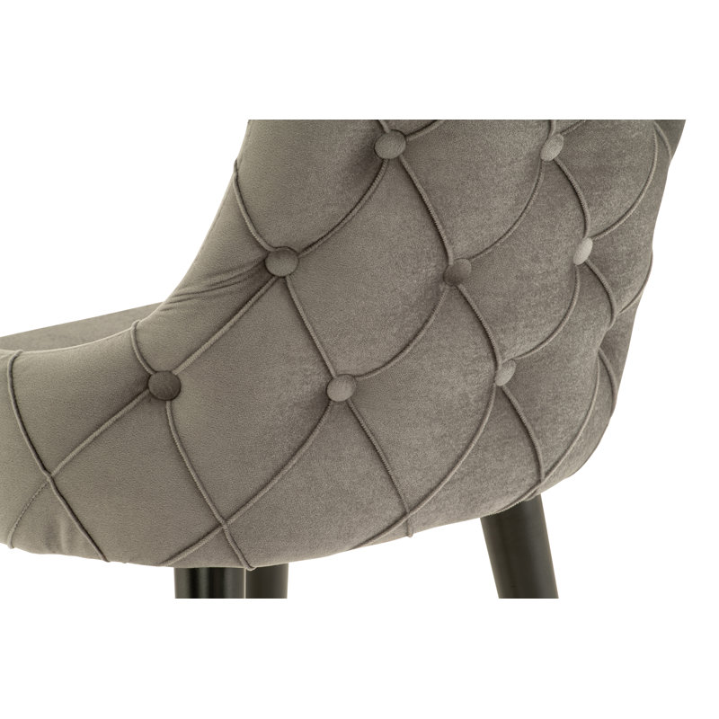 Tufted Velvet Upholstered Side Chair in Beige, Grey